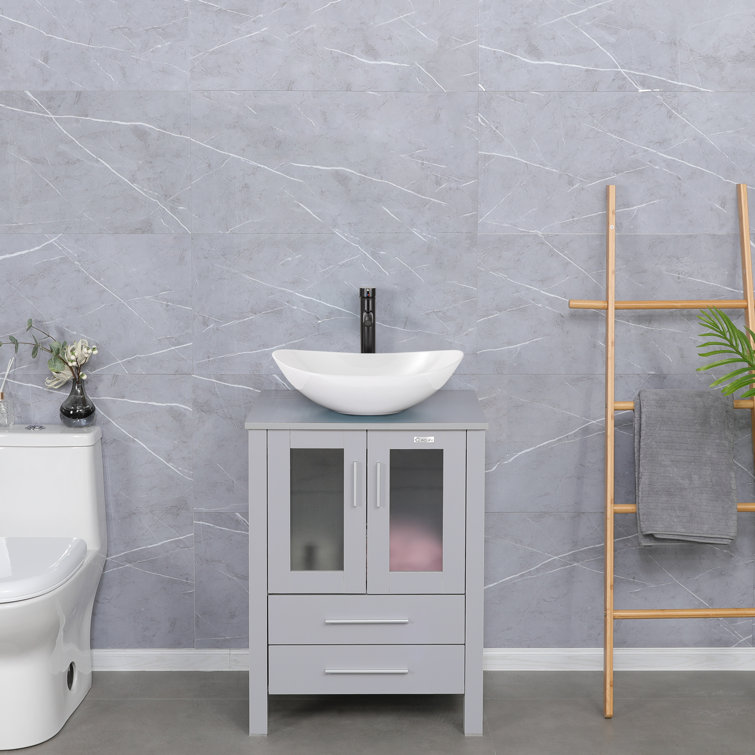 Ebern Designs 24" Freestanding Sinlge Bathroom Vanity With Ceramic